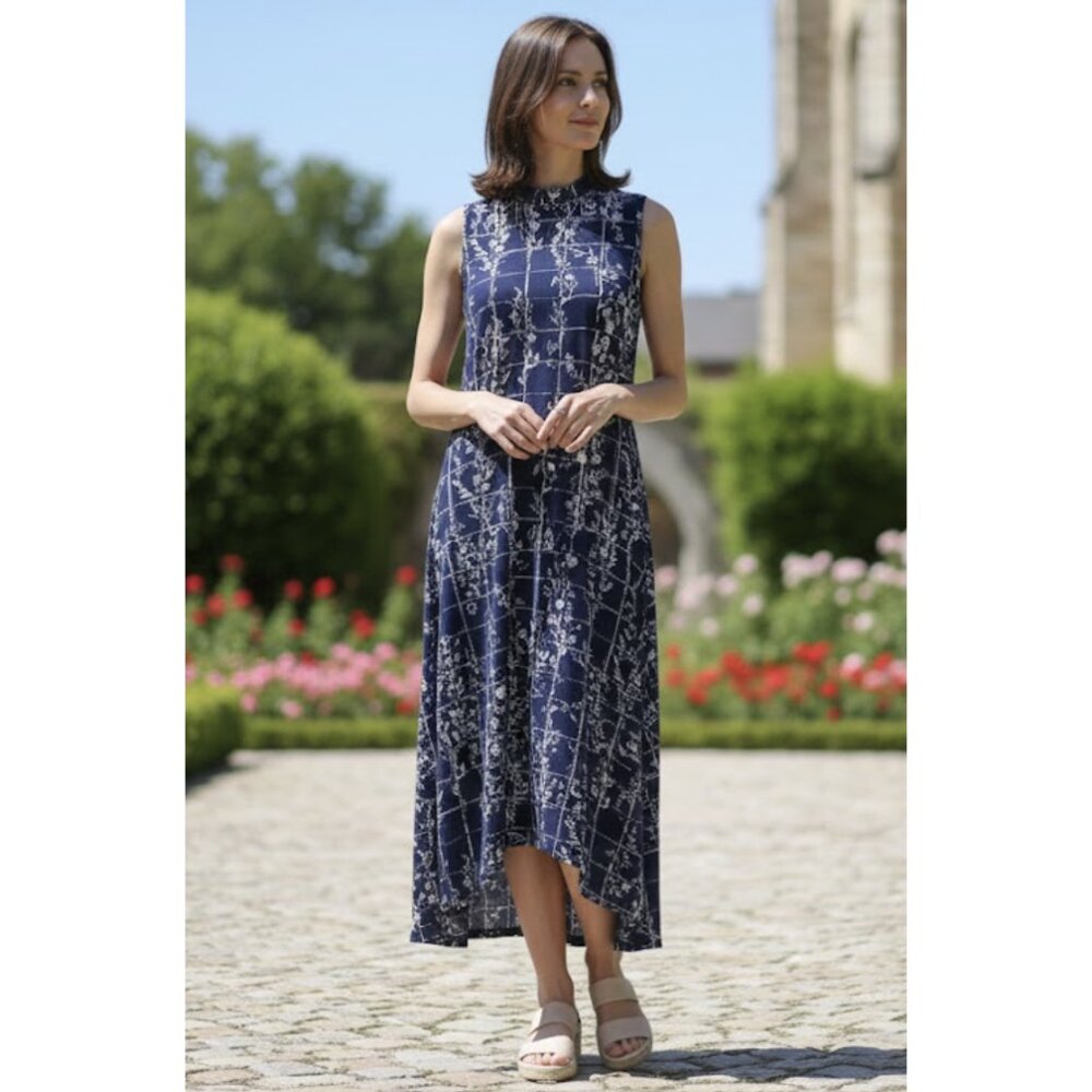 KRIMSON KLOVER Sea Breeze Jersey Stretch Maxi Dress in Floral Lattice Travel NWT